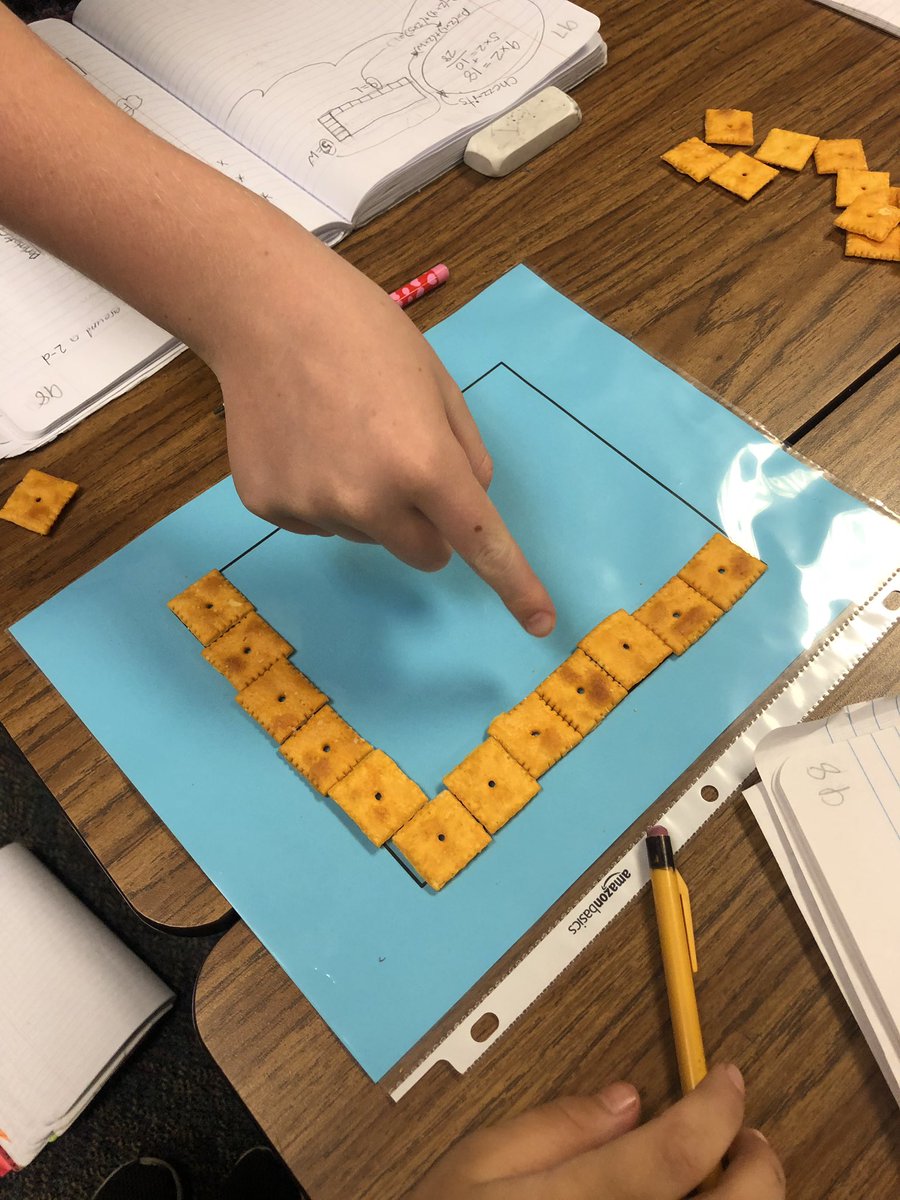 MrsMooreTweets's tweet image. Exploring area &amp;amp; perimeter with cheese-it’s! @MetzlerKISD #HandsOnMath #KleinMath