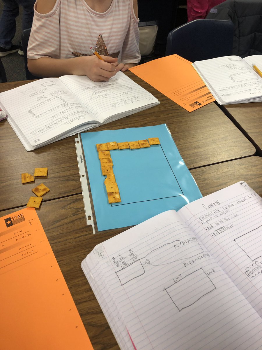 MrsMooreTweets's tweet image. Exploring area &amp;amp; perimeter with cheese-it’s! @MetzlerKISD #HandsOnMath #KleinMath