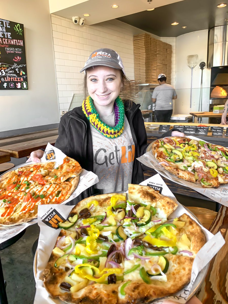 Litpizza's tweet photo. How would you create a 
Mardi Gras 💚💜💛 color pizza? 🤔 .
.
.
#fattuesday #happymardigras #mardigras #pizza #woodfired #eat #eatlocal #batonrouge #louisiana https://t.co/hj3Ftmoyr4