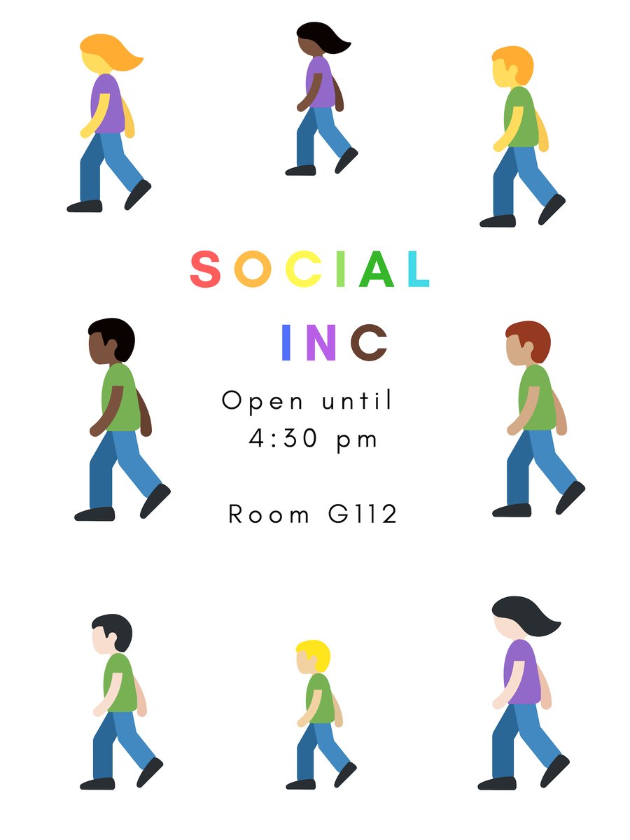 socialincmohawk's tweet photo. We are open today (Tuesday) from 8:30 am until 4:30 pm. #SocialInc is a place where everyone is welcome. Come take a walk to room G112 @MohawkCollege . You can study in a nice quiet place or just chill (or warm up). We are just down the hall from the @MSAmohawk https://t.co/nG0Dce7ygq