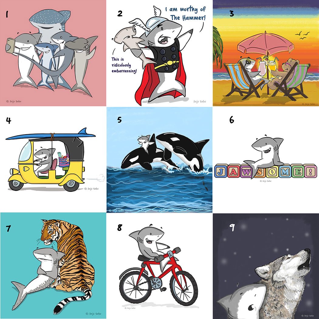 ohdakuwaqa's tweet image. If I could make only two of these into magnets, which 2 would you like them to be? I’d love to hear from you :) #sharklovers #helpmechoose