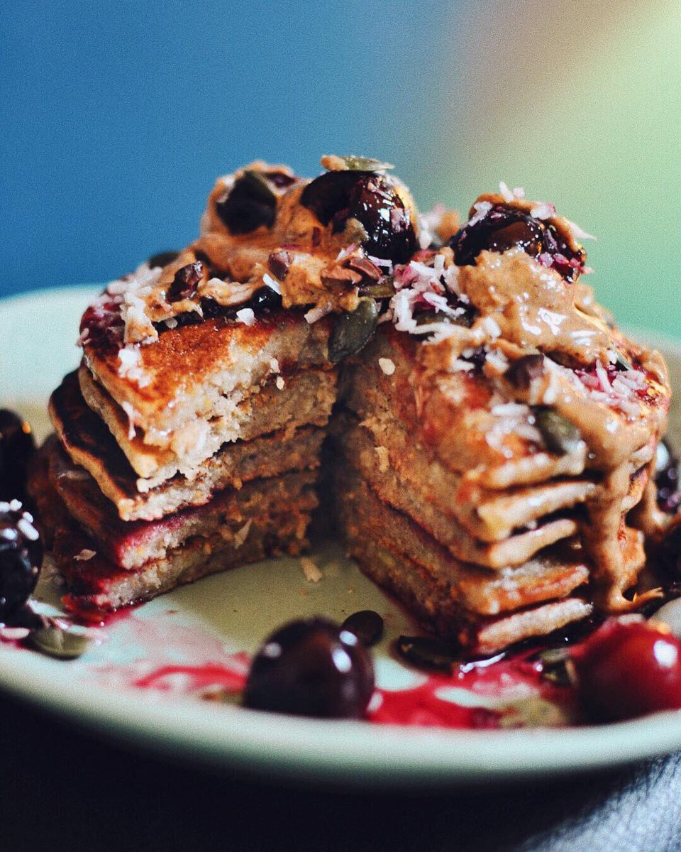 clairewalker_x's tweet photo. Happy fluffy magical pancake day! 🥞💖 This gf stack is the best tasting one I’ve made &amp; was oh so delicious 🍒🥜 the perfect treat after a rainy day of dog walking 🌧 #PanCakeDay2019 #vegan #ukvegans https://t.co/1sT9EEu6li