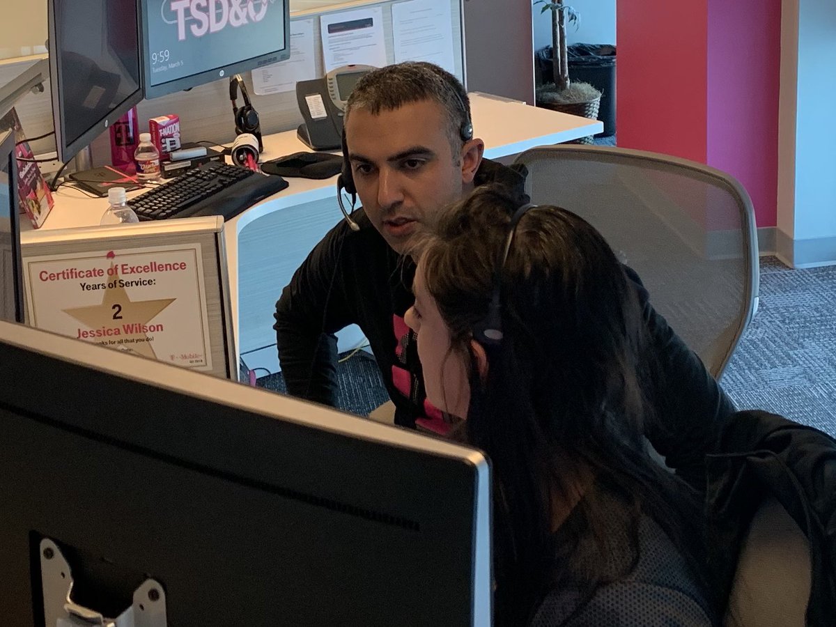 mikewitkowski's tweet photo. Not just listening, these technology and sales ops leaders were taking calls today in the Service Desk! @cmerrifield @DaraSadri @AmyFulcher1 @rufs4fun @TMobileDrew https://t.co/Ydjc3ctGtL