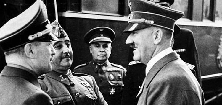 PacoFrancoIESJV's tweet photo. Mandé a Berlín hombres y conseguí su apoyo, la alianza nazi fue clave a la hora de ganar la guerra. Para Hitler fue fundamental tener España sin invadir nada. Mussolini y Hitler se valieron de su acercamiento para probar aquí en España el armamento. https://t.co/QHhq99X9MO