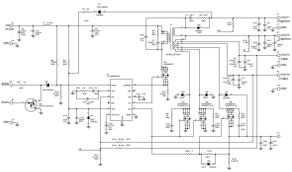 PowerPulseNet's tweet image. Four-Output Flyback Regulator Demonstration Board

The DC659 demo board from Analog Devices is a four-output flyback regulator based on the LTC3806 control IC. Input voltages between 25 and 60 Volts...
powerpulse.net/four-output-fl… @ADI_News #flybackregulator #synchronousrectification