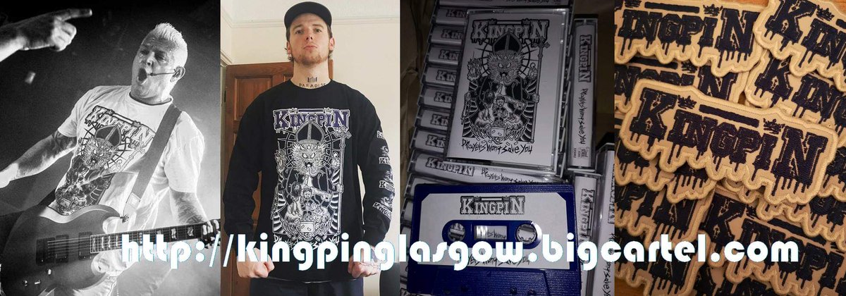 Kingpin_GHC's tweet photo. ⚔️ https://t.co/NiX9N7LSLi ⚔️
"Prayers Won't Save You" tapes are online, as are a small number of patches we found and a few leftover white t-shirts (as modelled by @billybiohazard of @biohazardDFL) & black longsleeves (as modelled by our irradiated brother from #RoadMutant). https://t.co/2BHfZDhVm1