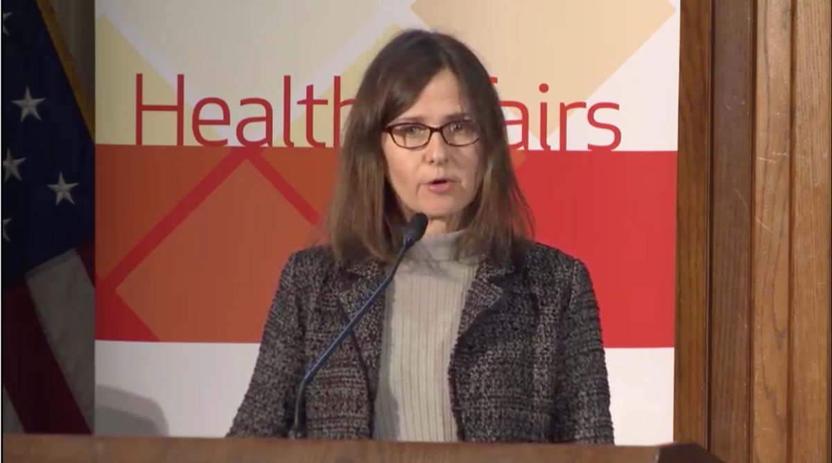 StanfordHP's tweet photo. Kate Bundorf presents @Health_Affairs briefing new research on a web-based tool to help #Medicare users choose their Part D plan; it required more time to make their choice, but also gave them more satisfaction in the end. #hcconsumer Learn More: https://t.co/Sm5GRmjGJL https://t.co/zbLaMkHlnK