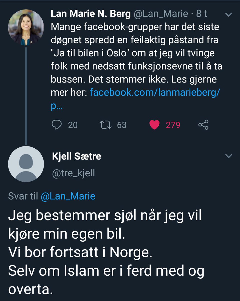 Når du snakker om parkering og overhodet ikke noe om islam i det hele tatt men så kommer Kjell