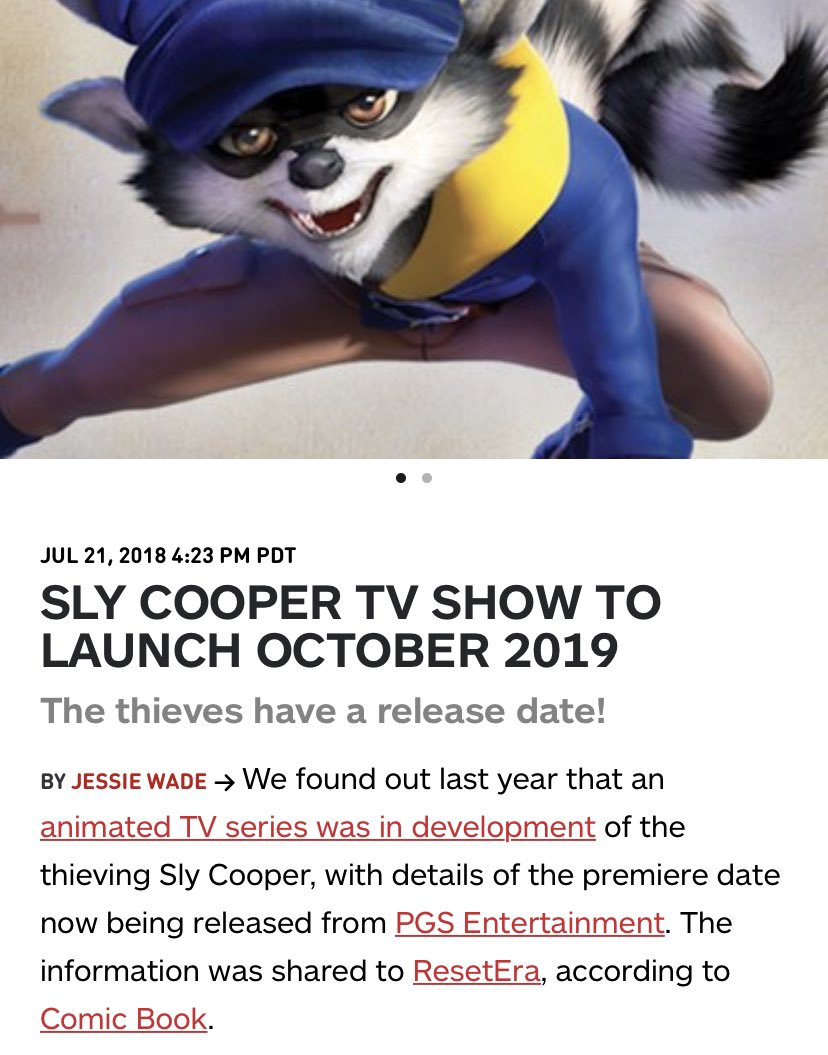 Sly Cooper Animated Series Starts October 2019