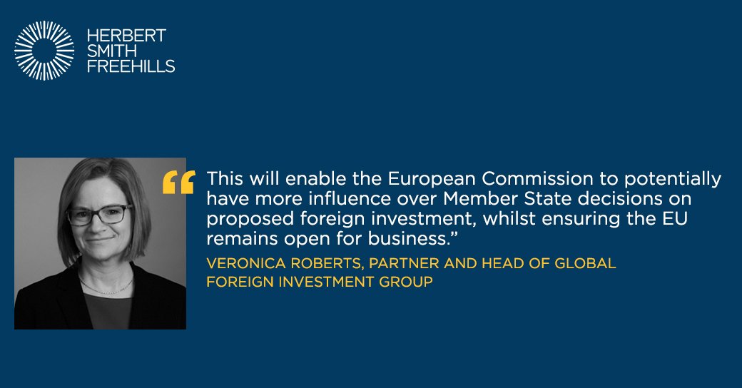The new Regulation provides a general framework for assessing #FDI for those Member States that have their own regime: it does not impose an obligation on any Member States to adopt a regime herbertsmithfreehills.com/news/new-frame…