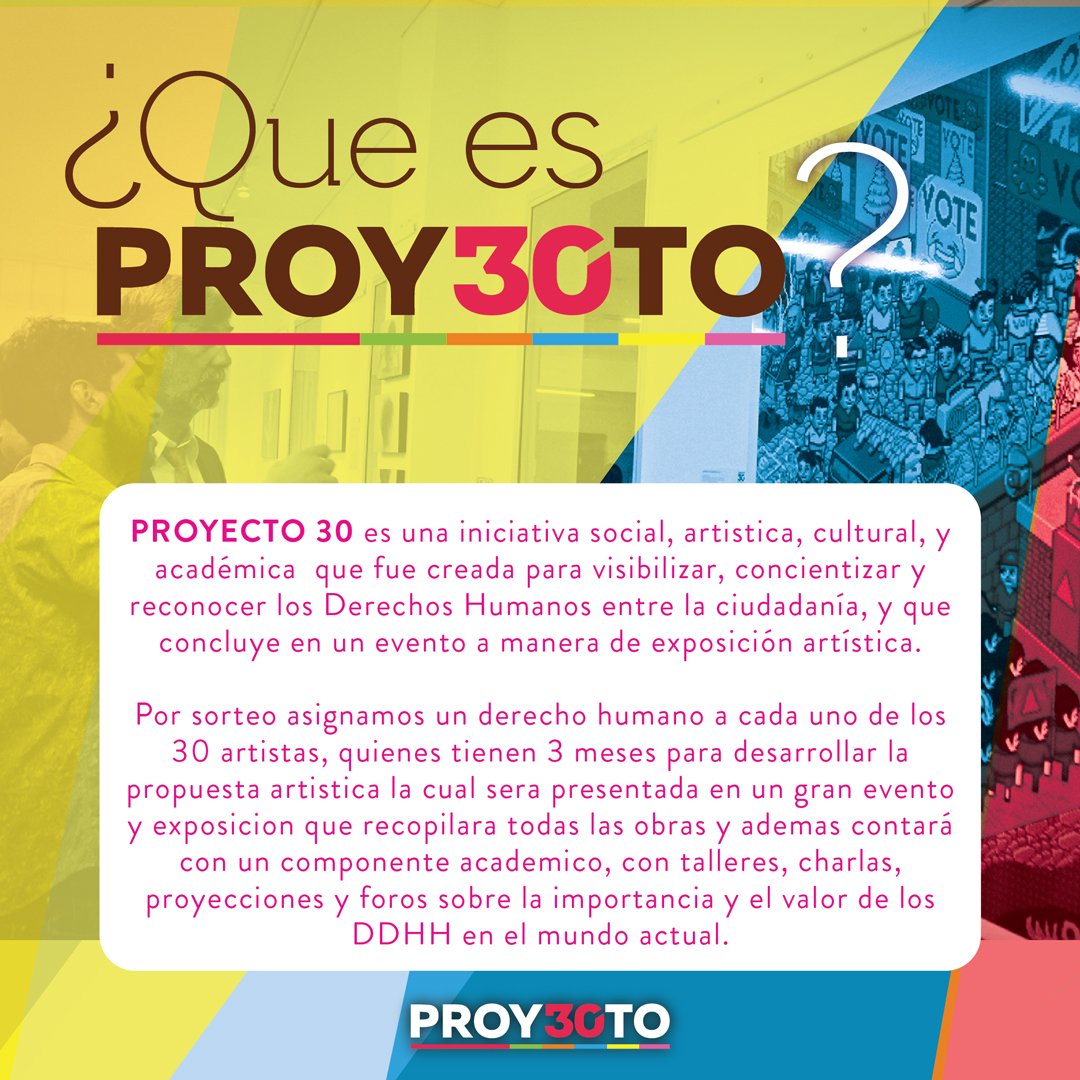 cartelurbano's tweet photo. #AgendaCartel | Llega la segunda edición de @proyecto30col, una muestra artística, cultural y académica que busca conectar a las personas con los derechos humanos a través del arte.

Más info 👉 https://t.co/lHbEBeFpuF. https://t.co/fmNtIFXssW