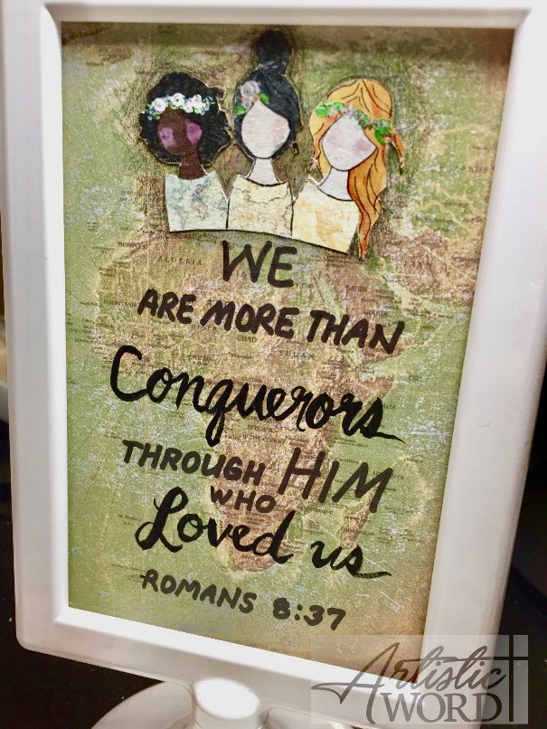 WE are more than conquerors!
.
God’s love for us makes us victorious even through suffering and affliction, HE inspires us to become stronger in our faith! 
.
#biblejournaling #artbible #biblejournalingcommunity #printprayshop #faith #art #artisticwordlife ArtisticWord.com