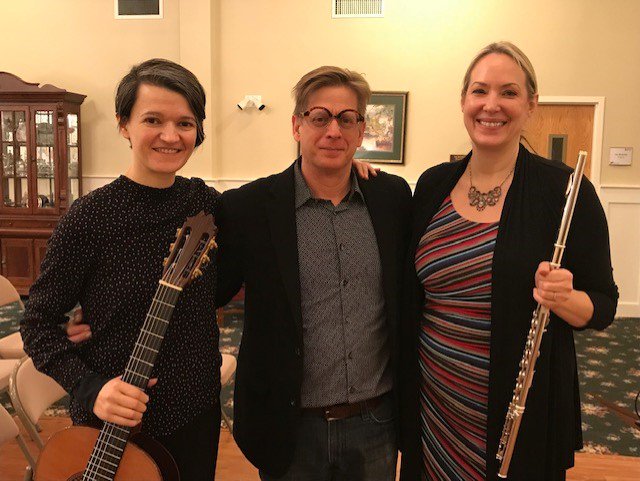 Maja Radovanlija and I with composer Mark Zanter at <a href="/marshallu/">Marshall University</a> New Music Festival. Maja and I performed music by Mark, Aaron Travers, Atanas Ourkouzounov and Austin Yip. #flute #flutist #composer #NewMusic #ClassicalMusic