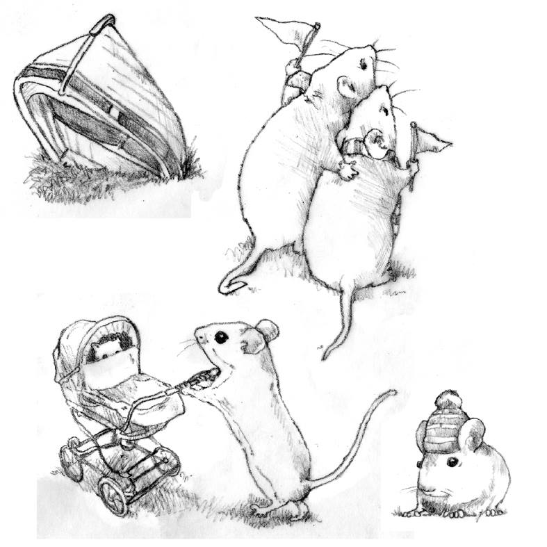 MouseBoat1's tweet image. Preliminary studies for the Hincaster Mice. (How posh and serious does  that sound? I might learn some more of this lingo, and see if I can pass  this stuff off as artistic and intellectual.)