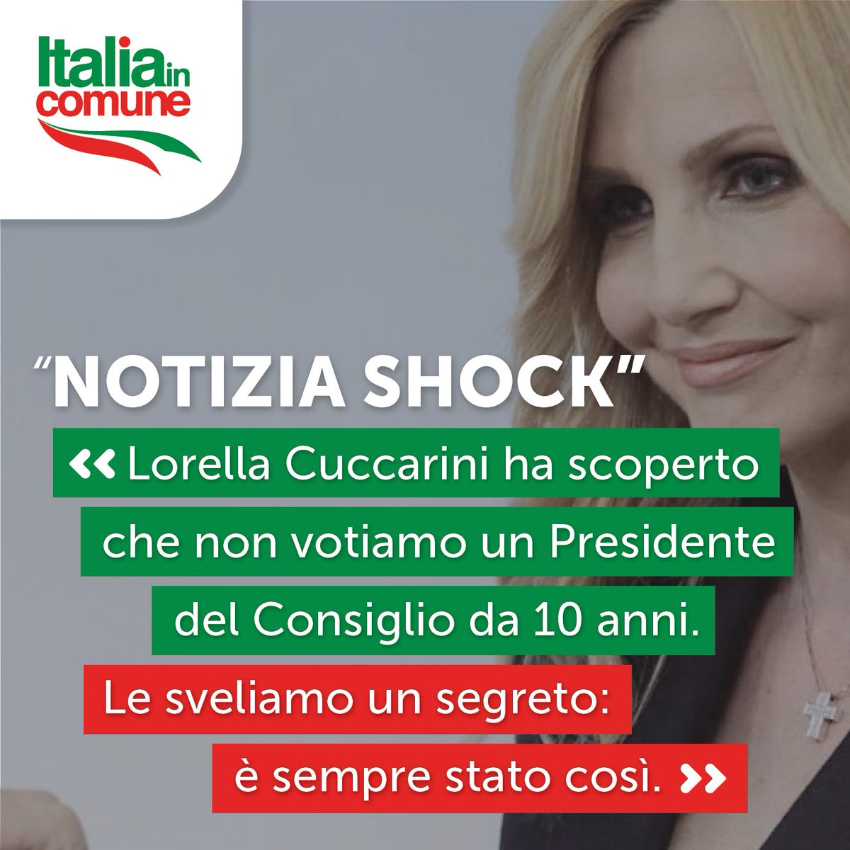 !!!NOTIZIA SHOCK!!!

Sono più di 70 anni che non votiamo il Presidente del Consiglio.

CC: Lorella #Cuccarini