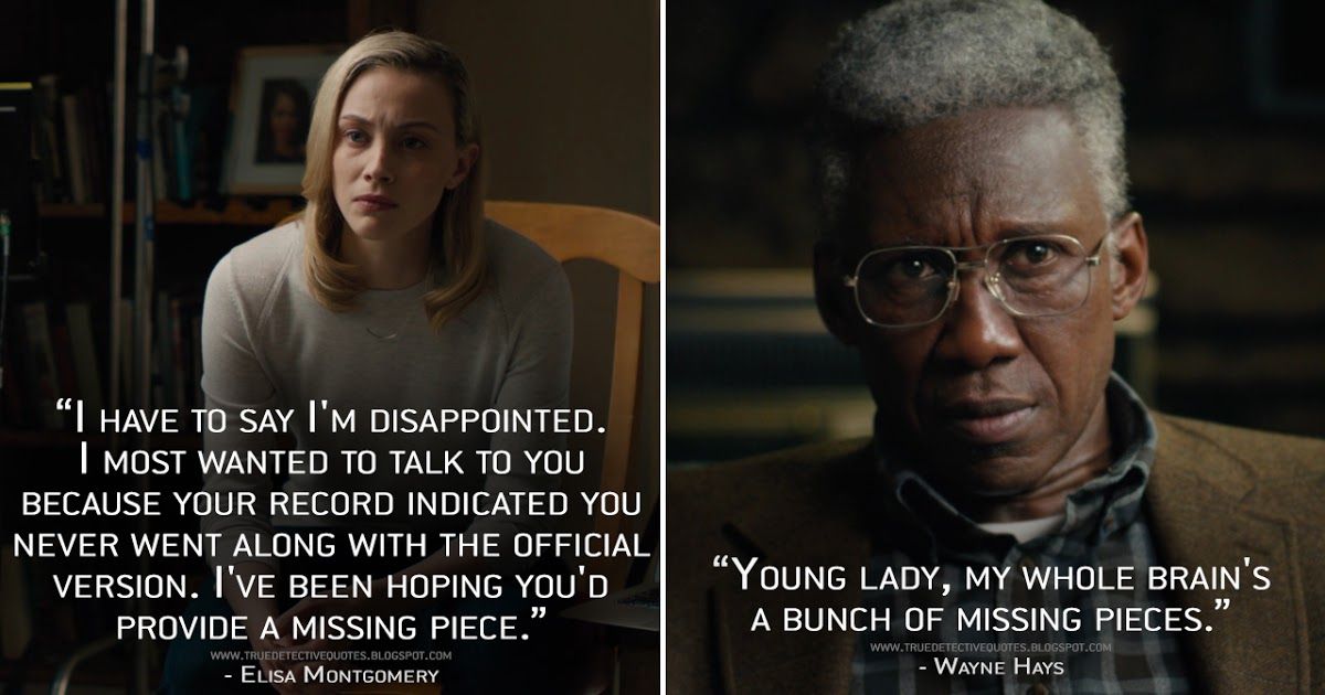 detective_true's tweet photo. #ElisaMontgomery: I have to say I'm disappointed. I most wanted to talk to you because your record indicated you never went along with the official version. I've been hoping you'd provide a missing piece.
https://t.co/0u6PG39CR0
#TrueDetective https://t.co/7Rygzhezia