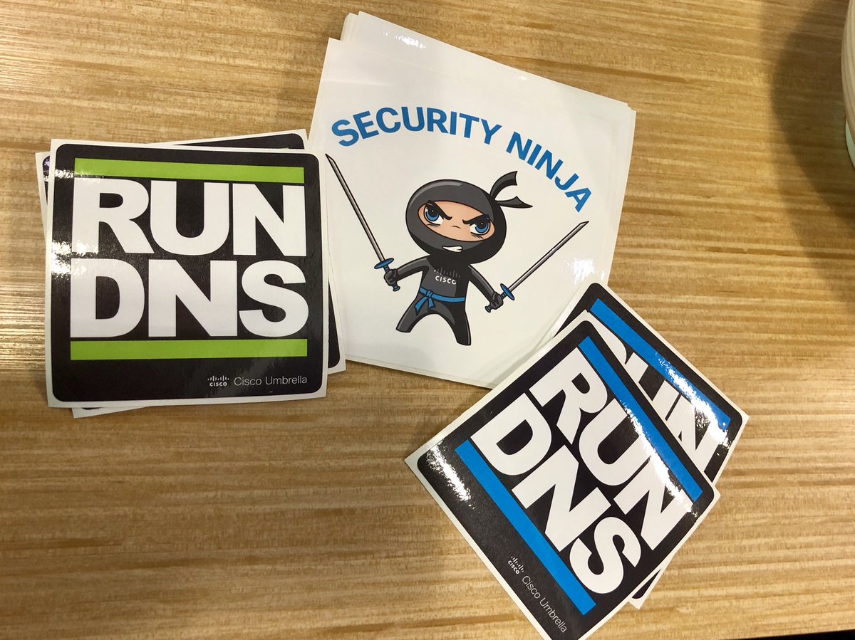 CiscoUmbrella's tweet image. #RUNDNS and #SecurityNinja stickers for days! Find them at the Cisco Umbrella booth! #RSAC