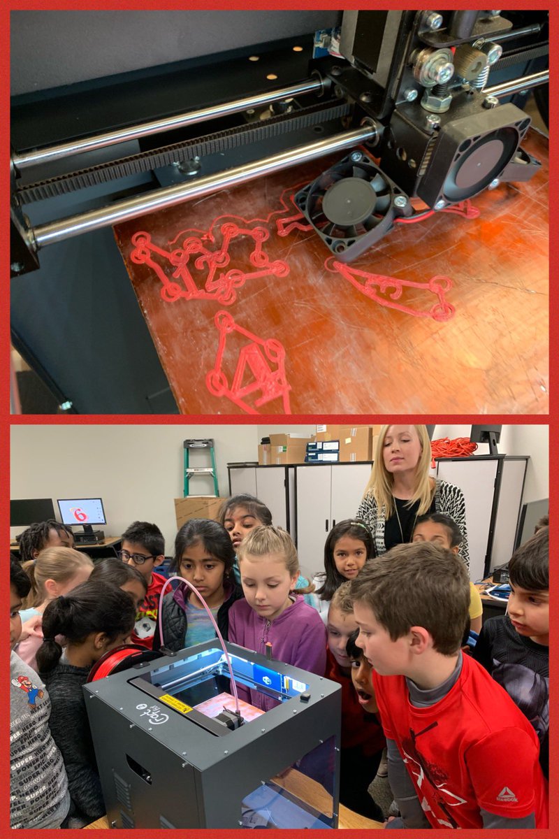 2nd graders were excited to see their shapes printing on our 3D printer! #OurFISDstory #NicholsStrong @friscoisd @BMI_Imagenet @tinkercad @CraftBot3D