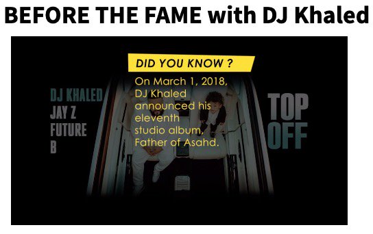 umgp_ir's tweet photo. DJ Khaled on "Before The Fame With Mike Sherman", this Saturday night at 1am #My33 #CBS #WBFS #Miami https://t.co/AjAPFYTjRJ #djkhaled https://t.co/RHHpNhP9wk