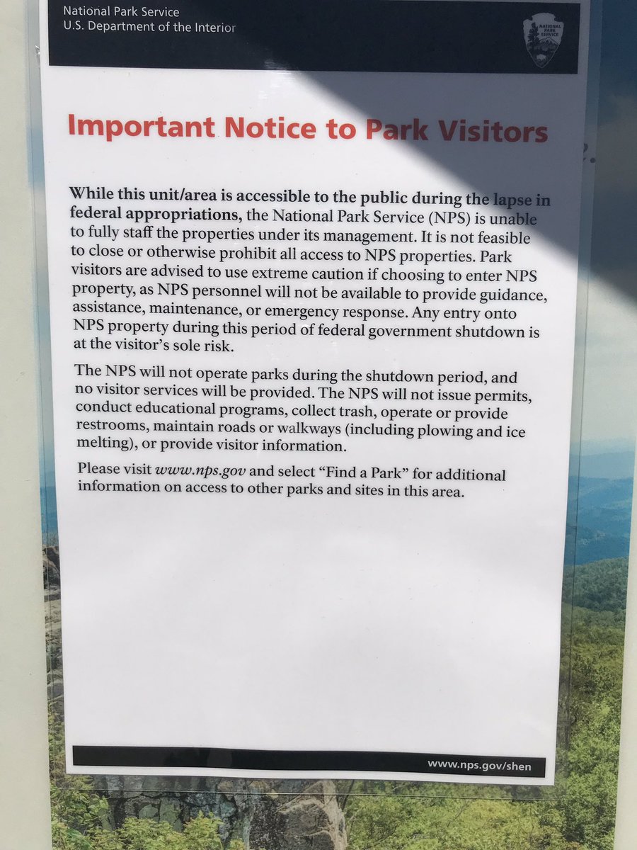 No Skyline Drive (road closed) or Shenandoah National Park for us: #shutdown still has its consequences ...