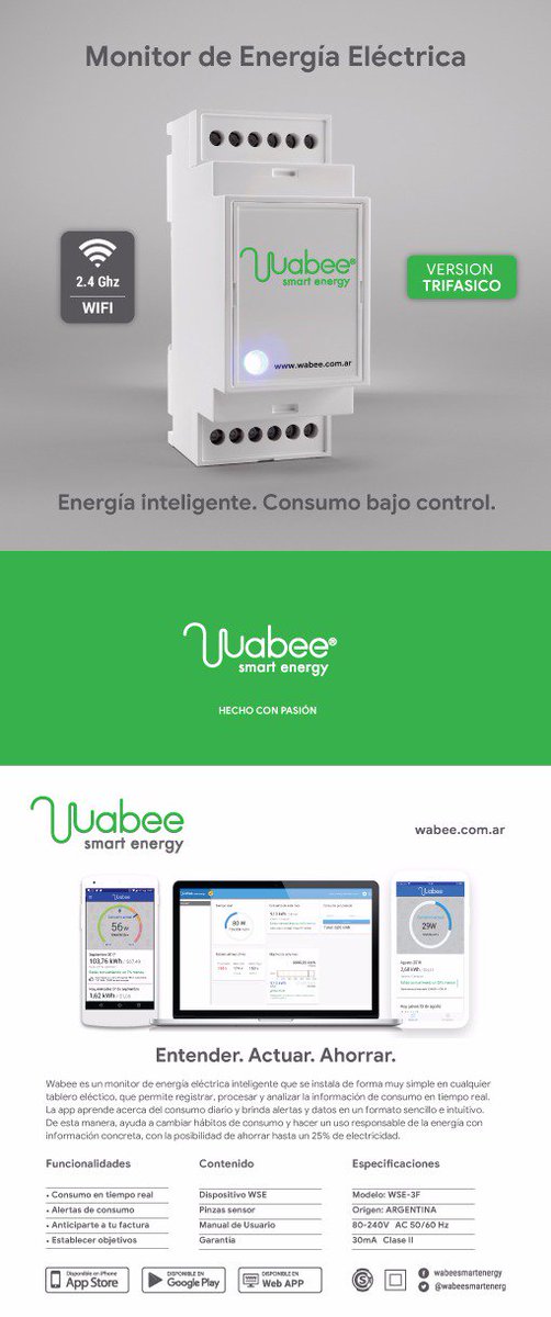 WabeeSmartEnerg's tweet photo. En el #DiaMundialDeLaEficienciaEnergetica nos alegra anunciar que se suma el modelo trifásico a la familia Wabee para que pymes, comercios y hogares puedan monitorear su consumo en tiempo real.
Reservalo hoy! https://t.co/TJtG5iSSa2