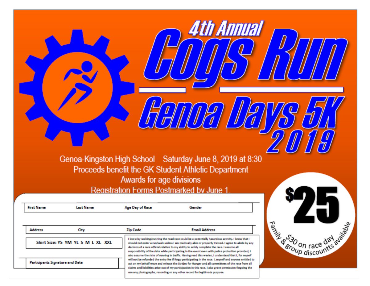 The Cogs Run is approaching fast!  Get registered today by going to our website at signup.itsracetime.com/race/il/genoa/…