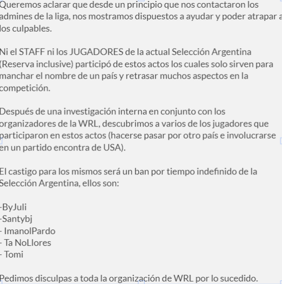 SeleccionArgCR's tweet photo. COMUNICADO respecto a lo que pasó en la @WorldLeagueCR. https://t.co/5snPzsR3AL