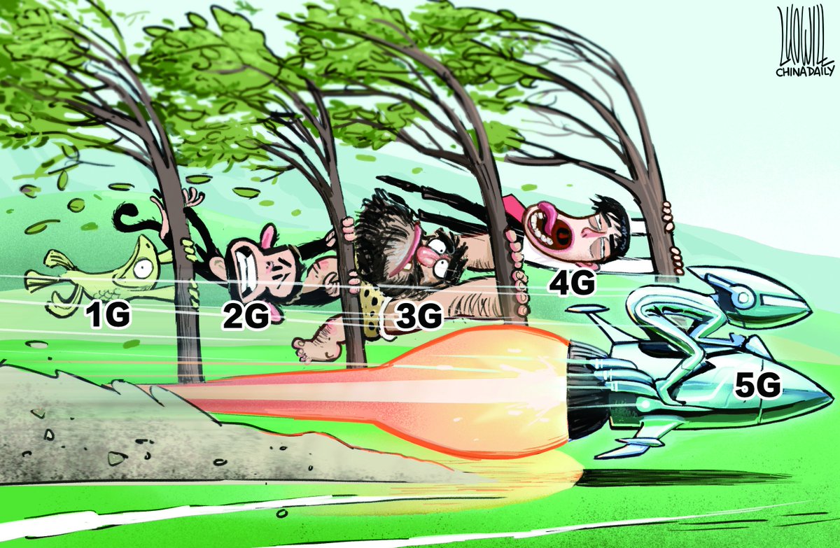 ChinaDaily's tweet image. Evolution of G-technology #ChinaDailyCartoon #5G