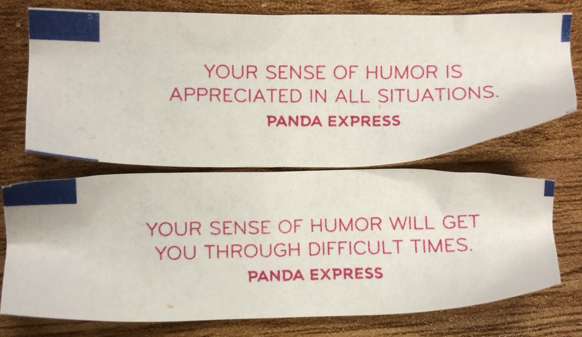BachmanANjax's tweet photo. A #doublefortune 1 cookie, 2 fortunes...kind of. Laughter is the best medicine. https://t.co/pStmhkOJrm