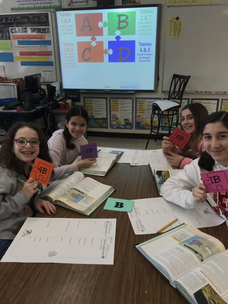 ManningTechTalk's tweet photo. Day one of taking China notes using jigsaw protocol. Students are becoming experts in their field and tomorrow the groups will be shuffled and the expert will teach their new group what they learned. @SmithtownCSD @SCSD_GMS #jigsawprotocol https://t.co/ZXW0L05FWJ