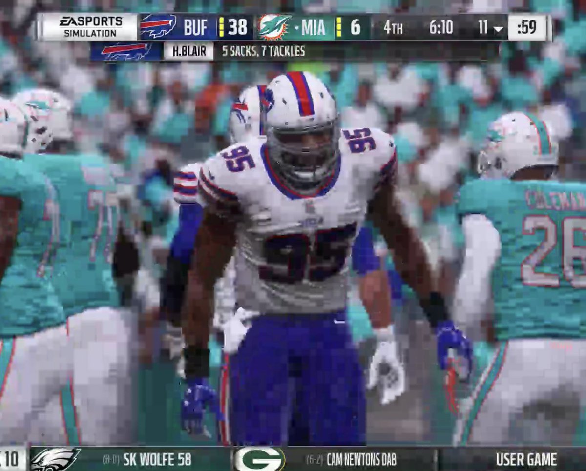 XMFLBills3's tweet photo. Haynes Blair just had the game of his young career #XMFL 8 Tackles 6 SACKS! (1 short of the NFL record) 1 FF #Sackparty he was a big reason the Bills just won 45-6 against Division rival #Madden19 @xtrememfl @MediaXmfl @XMFLSSharpe @SkipXmfl @GaryXmfl https://t.co/SghJsoFbNb