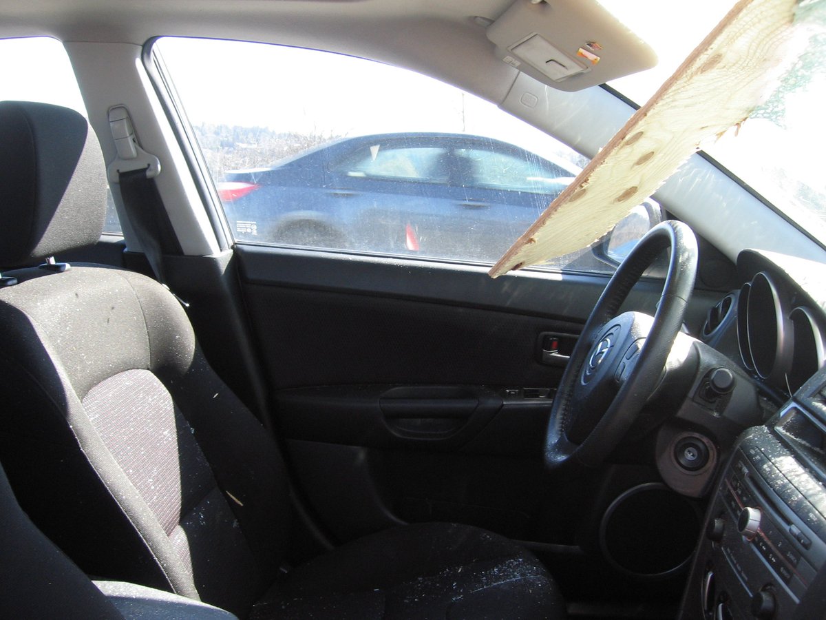 wspd2pio's tweet photo. #SecureYourLoad !!!!  This incident is SB SR 167 near 84th.  An unknown vehicle lost this lumber.  Thankfully only minor scratches from glass  splinters.  Thanks to Trooper Pierce provided these pictures as a great reminder! https://t.co/Nd1KZaztQv