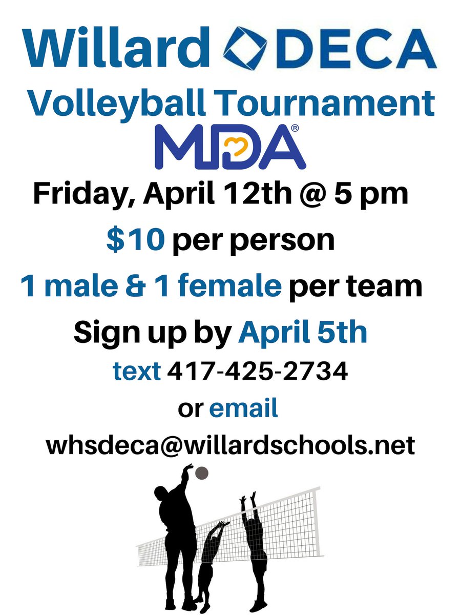 WillardDECA's tweet photo. Get your volleyball on! @MissouriDECA @Willard_HS @willardschools https://t.co/v96xexgJdJ