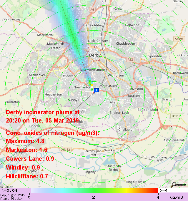 plumeplotter's tweet photo. Latest Derby incinerator plume plot, 20:20 05/03/19 #Markeaton #CowersLane #Windley https://t.co/KmjtC2V826 https://t.co/xJ3ew0VUBL