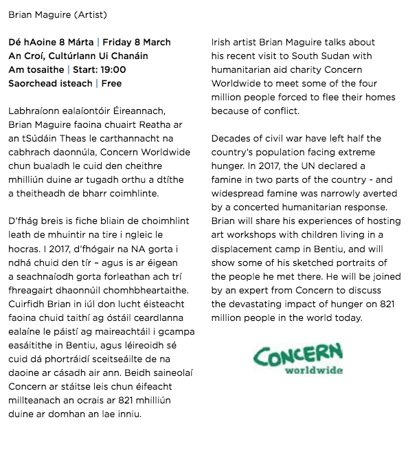 ComingHome_IGHM's tweet photo. When we look back on the Irish Famine, we must remember that hunger is still a problem for 821 million people around the world today.
Brian Maguire and @Concern will be co-hosting an event on March 8th discussing the modern interaction between art and famine. https://t.co/4MxQi0Q9BU