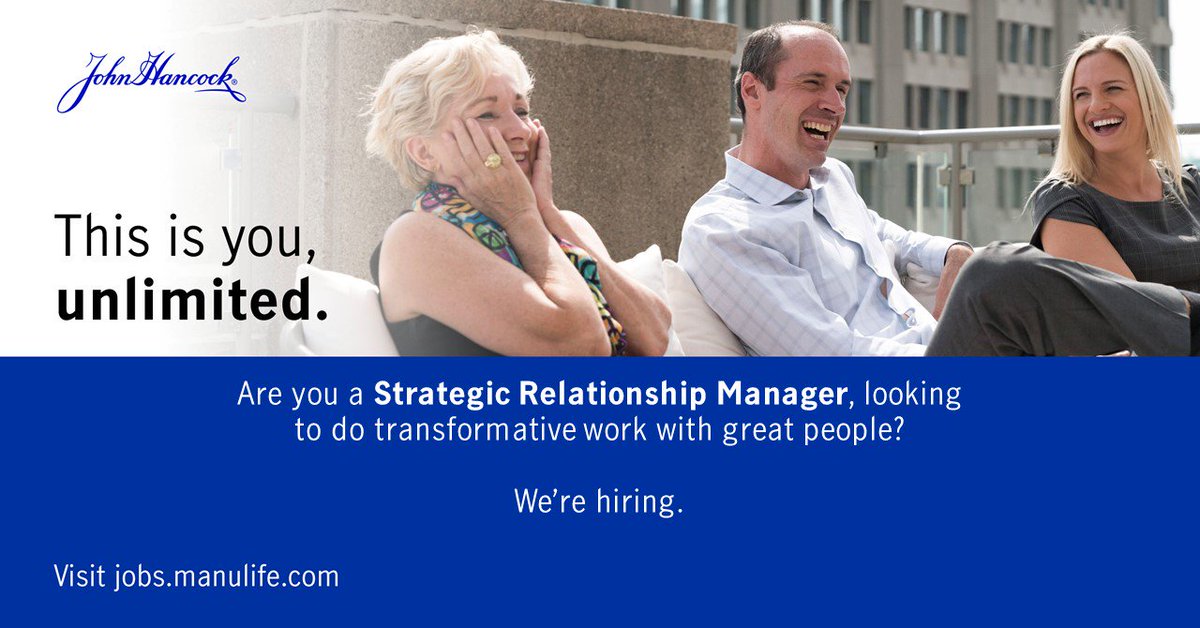 JohnHancockJobs's tweet photo. We’re #hiring a Strategic #RelationshipManager who will be a key member of a regional team to achieve plan retention, growth in revenue and assets through informed and loyal advisors, sponsors and participants. https://t.co/g3ZdPLDCza https://t.co/fvuUKi21Qg