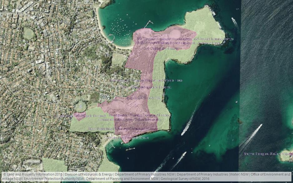 LindaBerginOAM's tweet photo. If it's not OK to build new sporting facilities in the Sydney Harbour National Park @OEHmedia (green) then should be banned on federal Commonwealth heritage-listed lands too @harbourtrust (purple) #MiddleHead @zalisteggall @TonyAbbottMHR @JosephCarrozzi Draw the line on this!? https://t.co/zmzRNz119T