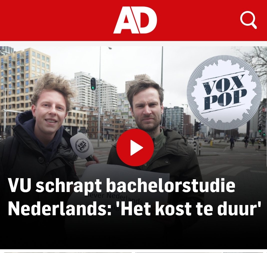 Eddy_1979's tweet photo. Goede kop bij artikel over afschaffen studie Nederlands @Ad "het kost te duur". De opleiding is blijkbaar nog hard nodig... #taalvout https://t.co/OvZRhH8jdd