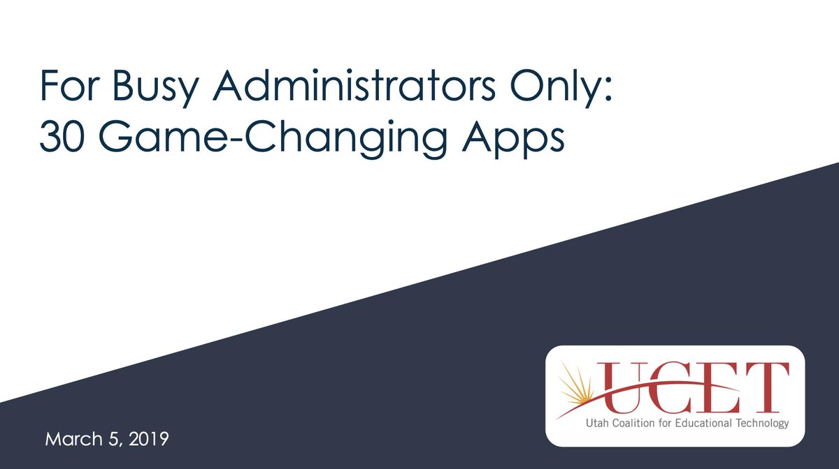 ddraper's tweet image. Great session today w/ @PickensAlison, @hjones3000, &amp;amp; awesome participants! Thanks to @timaria_jones for taking such great notes! Terrific list of apps.

Notes: bit.ly/AppsForAdminsN… 
Slides: bit.ly/30appsforadmins  
Demos: bit.ly/sitedemos 

#UCET19 #InnovateAlpine