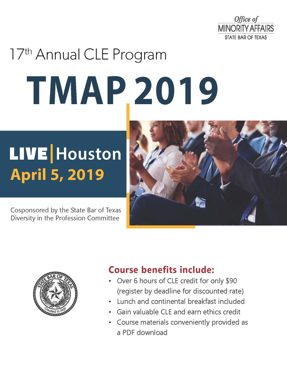 texasbaracd's tweet photo. Check out the just-released #TMAPCLE schedule! View the brochure and register now for the Apr 5th program by visiting https://t.co/gF8kbXH91N. https://t.co/VcAMcnaQ5Z