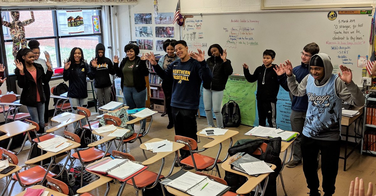 KDUKnighted's tweet photo. Greece through visual, auditory and kinesthetic learning in World History today - column cheer, SPAT (Greek philosophers) and the Ladder to Democracy! This is Northern World History💙💛 @NorthernPrinc @DPSkellystevens #WeAreDPS #WHROCKS! https://t.co/Xs4MKmt6a0