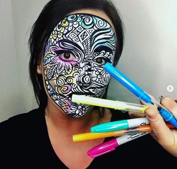 craftngo's tweet photo. This is taking adult coloring to the NEXT LEVEL! Amazing work by @little.angels.body.art ! #adultcoloringbook #facepaint #repost #sharemyfacepaint #facepaintideas #facepaintinspiration #makeupartist #mua #facepaint #undiscoveredmua https://t.co/Ti7tRiSB0s