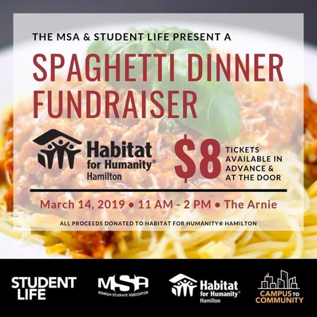 MSAmohawk's tweet photo. Help us raise money for Habitat for Humanity by buying tickets and coming to the spaghetti luncheon on March 14. You can buy your tickets at the MSA office today!🍝
.
.
#habitatforhumanity #spaghetti #luncheon #fundraiser #campustocommunity #studentli… https://t.co/yappbPKWF0 https://t.co/H9Xi1o19oq
