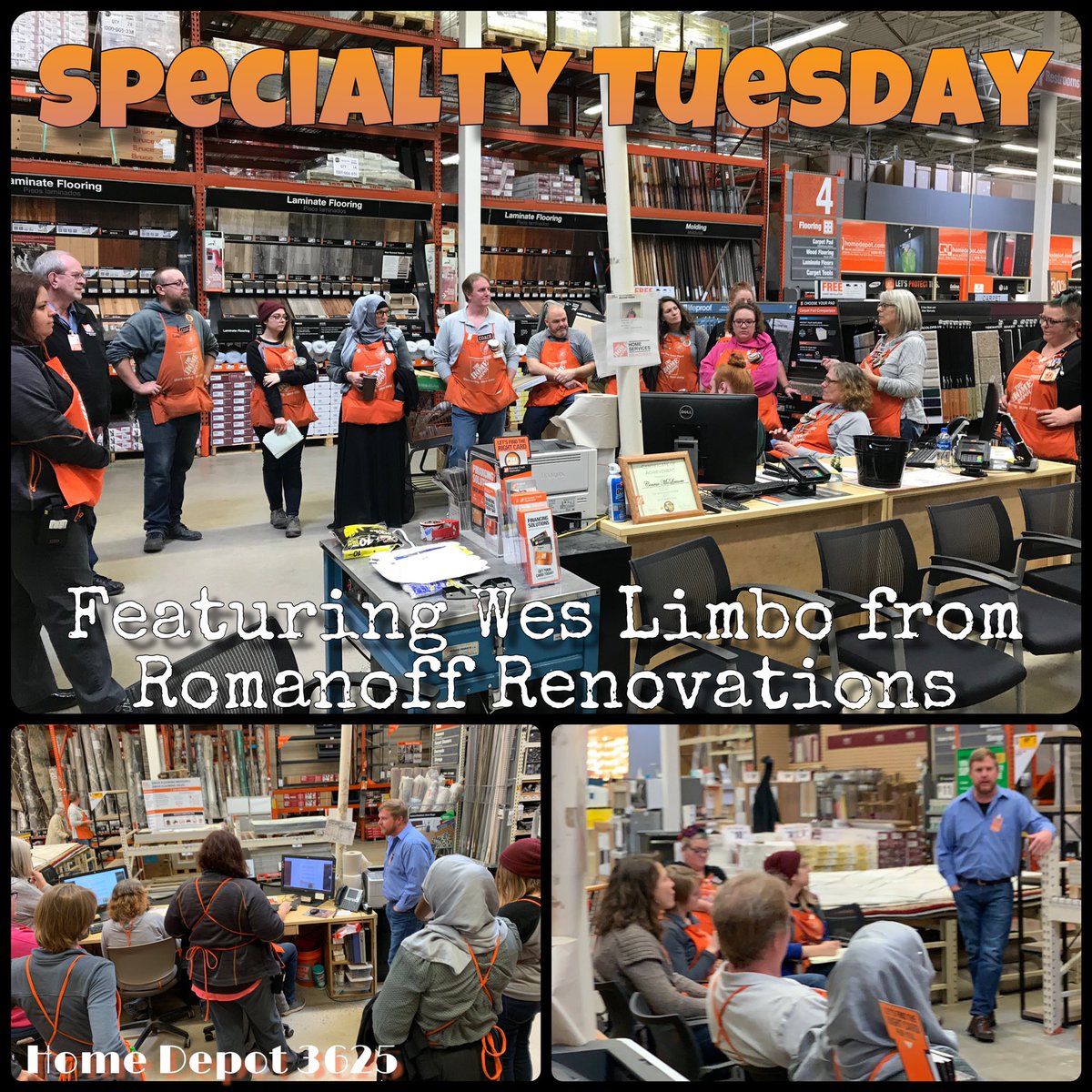Another great #SpecialtyTuesday featuring Wes from <a href="/RomanoffAVL/">Wes Limbo</a> to discuss our flooring installation program!  #RomanoffEast #HomeDepot3625