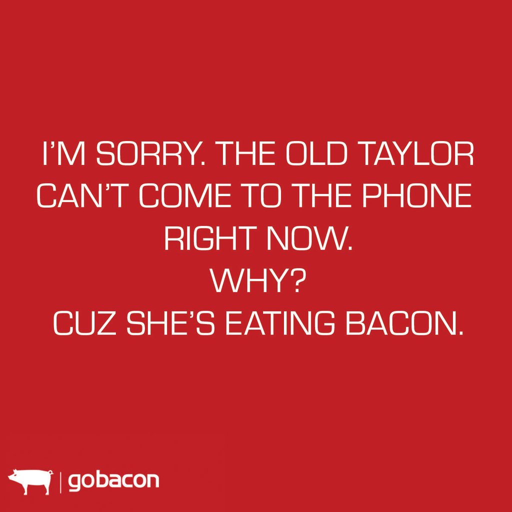 GoBaconJerky's tweet photo. These are the lyrics to Taylor Swift's song, right? That's what we thought. #taylorswift #song #funny #meme #quote #bacon #delicious #tasty #treat #snack #yummy #laugh #lol https://t.co/W6mA3VpsFv