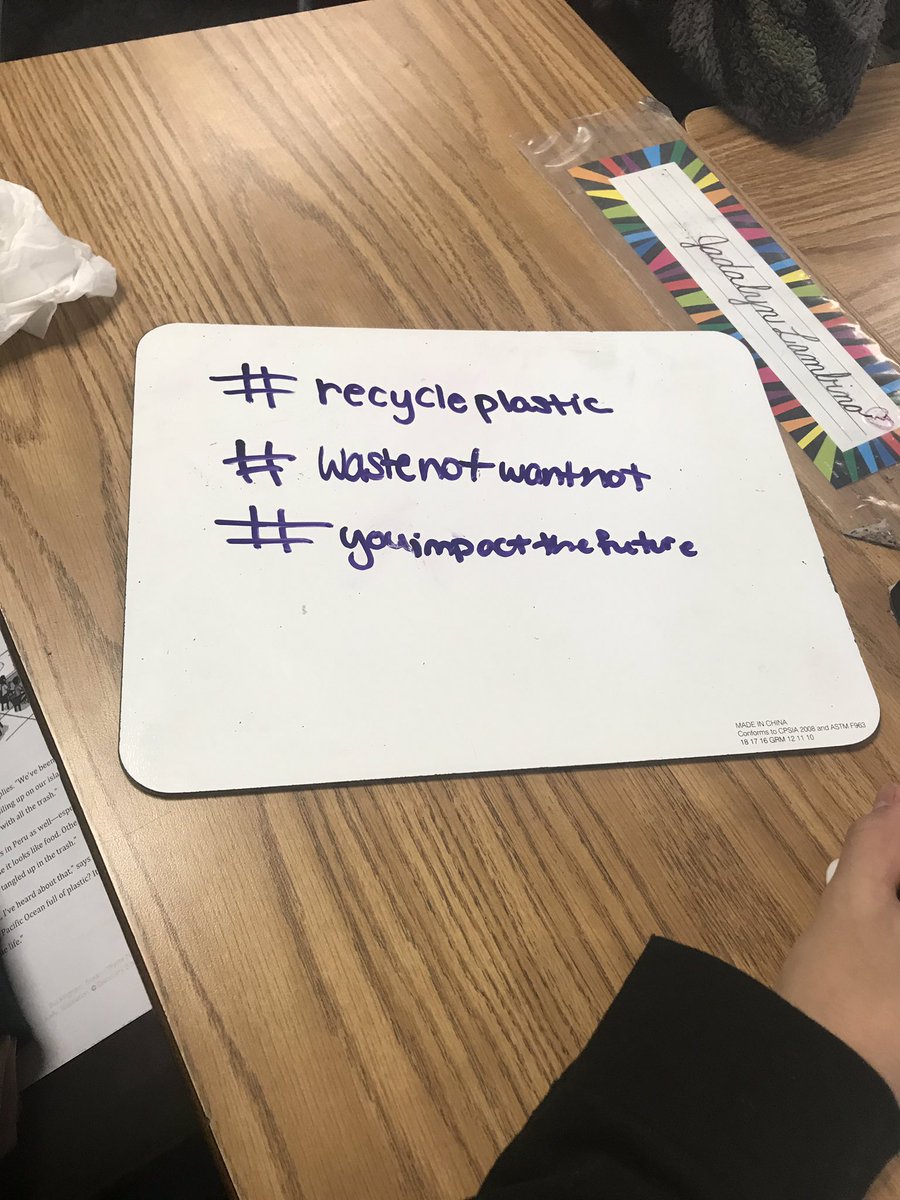 BouchardMrs's tweet photo. We watched a short 2 minute video about plastic pollution and how one individual is working to make a difference.  I asked the students to write 3 tweets about what they learned.  I am amazed at how perceptive these kids are!   Check out the video here:  https://t.co/VgC56MYNRj https://t.co/zrR6G8Jvpf