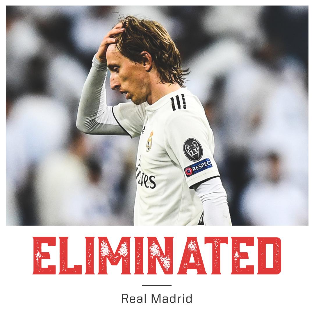 ESPNFC's tweet photo. Real Madrid are shocked at the Bernabéu!

The three-time defending champs are OUT of the Champions League! https://t.co/OFD1GZw45x