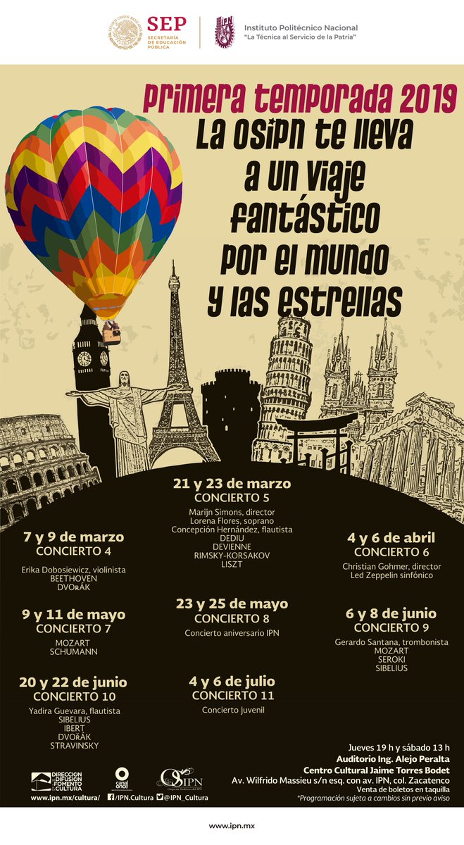 IPN_Cultura's tweet photo. #1raTempOSIPN2019 #1raTempOSIPN2019 Concierto para violín y orquesta en Re mayor, Op. 61 de #BEETHOVEN y Sinfonía No. 9 en Mi menor, Op. 95 de #DVORAK es el repertorio de la #OSIPN en el CONCIERTO 4. INVITADOS: #EnriqueBARRIOS y #ErikaDOBOSIEWICZ.

#ElPoliTambiénEsCultura. https://t.co/t822DLLhqR