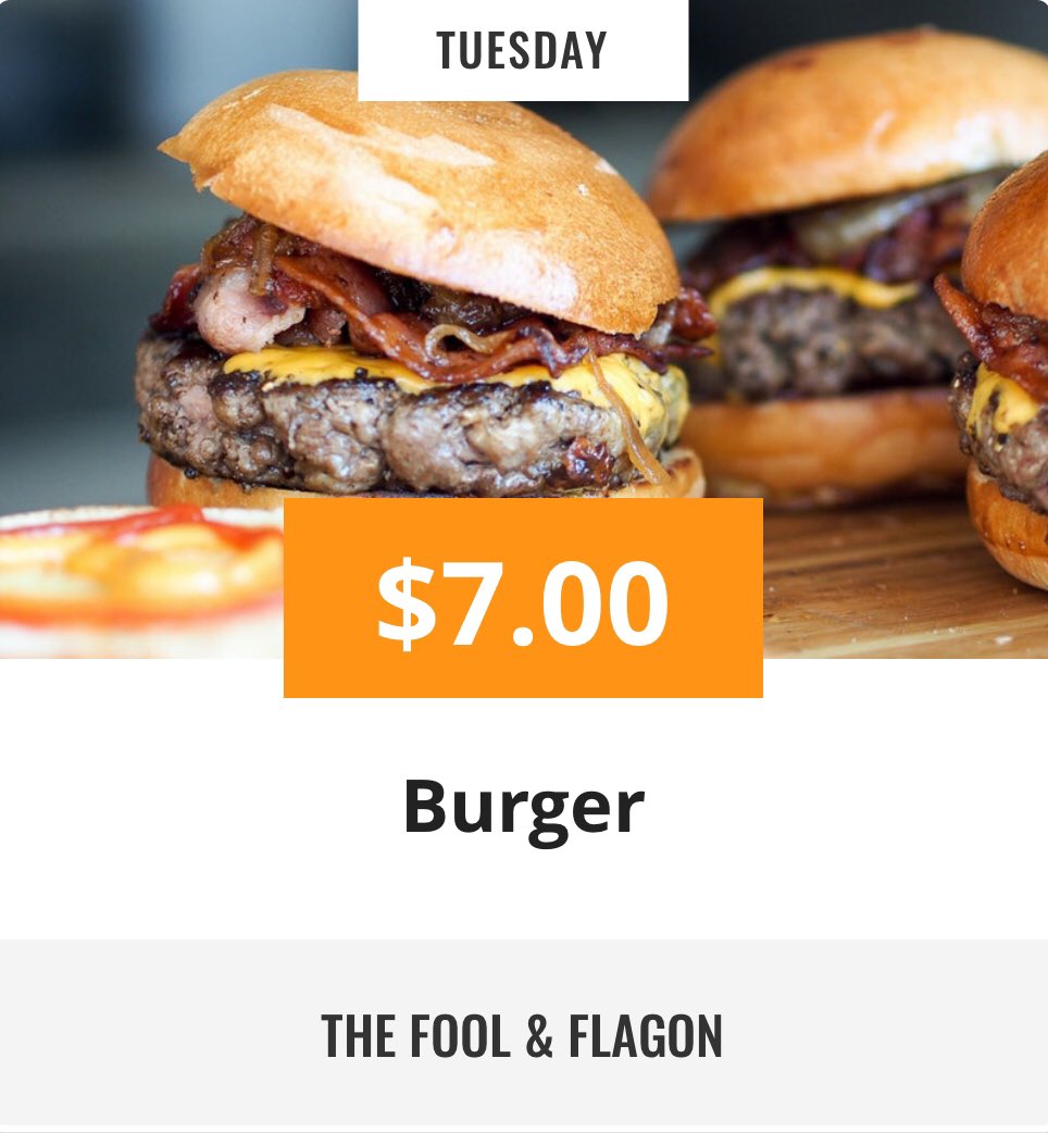 PubupDeals's tweet photo. Fat Tuesday means it’s time to fill up! Go and get your burger on @Foolandflagon https://t.co/2HI7dzhEJg