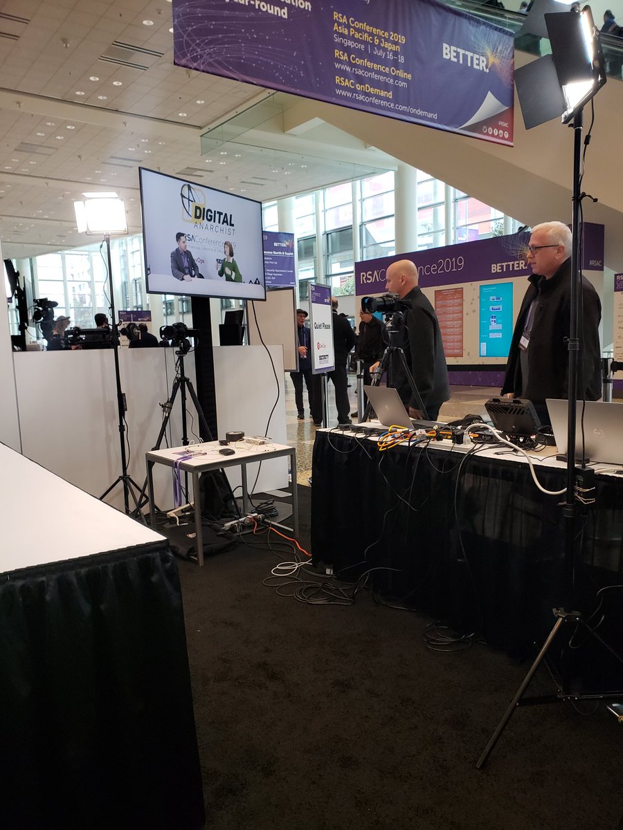 FireMon's tweet photo. @dlamorena talking #HybridCloud with @CharleneOHanlon - great to meet @ashimmy on Broadcast Alley! #RSAC2019 #FMatRSAC https://t.co/cMVypbklPX